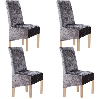 Stretch Crushed Velvet XL Stuhlhussen für Esszimmerstühle 2/4/6 Pcs Stuhlschutz Schonbezug, elastische Stuhlschoner Sitzbezüge für Esszimmer Hochzeitsbankett Party Dekoration (Grau-G,4 Pack(XL))