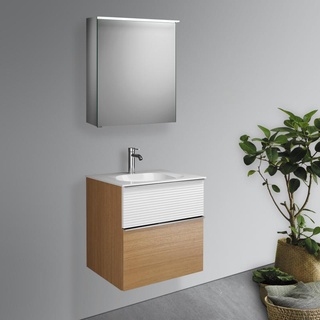 Burgbad Fiumo Badmöbel-Set Waschtisch mit Waschtischunterschrank und Spiegelschrank, SFXV062RF3960FOT2C0001G0146,