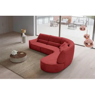 Egoitaliano Ecksofa "Puffy, extravagant & edel, Retro Designsofa, hoher Sitzkomfort, L-Form", rot (marsala), B:330cm H:88cm T:205cm, Luxus-Micofaser Lederoptik (100% Polyester) ist ein neues technisches Gewebe mit einem visuellen und taktilen Aspekt, der dem Nubuk 