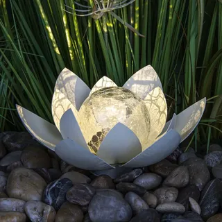Haushalt Dekoleuchte Metall/Glas ca. 27,5x12 cm Solar weiß