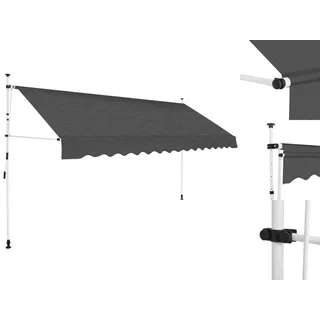 vidaXL Markise Einziehbare Markise Handbetrieben 400 cm Anthrazit Balkon Terrasse schwarz