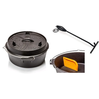 Petromax Feuertopf Starterset FT4.5-t (Dutch Oven Planer Boden) inkl. Deckelheber + Schaber