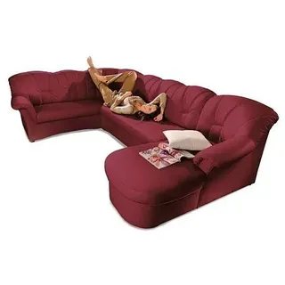 DOMO collection Wohnlandschaft DOMO COLLECTION "Papenburg, zeitlose Rückensteppung, elegante Formensprache, U-Form", rot, B:297cm H:84cm T:180cm, Struktur ( 90% Polyester, 10% Polyacryl);Microfaser PRIMABELLE (100% Polyester);Kunstleder SOFTLUX;Luxus-Microfaser (100% 