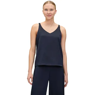 Vera Mont Satin-Bluse mit V-Ausschnitt Blau 46