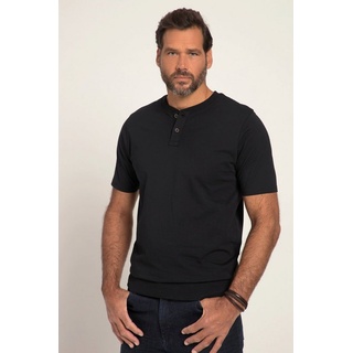 JP1880 T-Shirt Henley Bauchfit Halbarm Rundhals bis 8 XL schwarz 6XL
