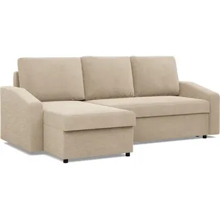 Ecksofa mit Schlaffunktion,  Cord - Beige - Creme