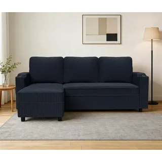 HOMALL Sofa Bequemes Eck-Schlafsofa, mit Schlaffunktion und Bettkasten,Becherhaltern schwarz