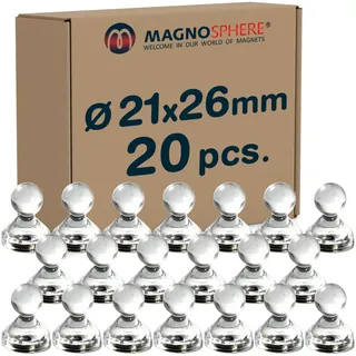 Magnete für Magnettafel Ø 21mm Mini Magnete für Pinnwand Kühlschrank Magnete Neodym Magnet extra stark für Whiteboards, Farbe:weiß