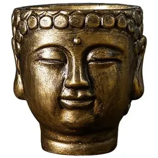 MagiDeal Zement Buddha Kopf Blumentopf Blumenvase Wohnkultur Kreative Pflanzer Pflanzenbehälter für Wohnung Desktop Küche Innenhof, Bronze