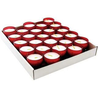 Ebersbacher Kerzenfabrik GmbH Opferlichter Nr.40 mit roter Hülle 25 Stück/Tray ca. (ØxH) 50 x 45 mm