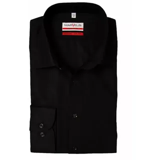 MARVELIS Langarmhemd Modern Fit modern FitHaifisch schwarz 44