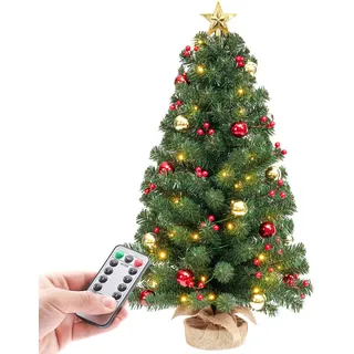 Yorbay Mini Weihnachtsbaum Tischbaum Tannenbaum: 50 Warmweiß LEDs 70cm | mit 8 Licht Modi mit Stern-Baumspitze und Deko Batterie betrieben - Künstlicher Christbaum mit Fernbedienung für Weihnachten