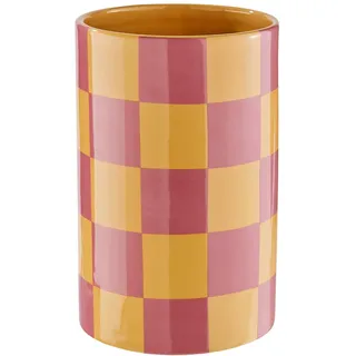 BUTLERS Vase 13x22cm Dolomit -Checker- Moderne Blumenvase mit Schachbrettmuster für Sideboard & Tisch | Dekorative Keramikvase im kreativen Design | Dekoration Wohnzimmer