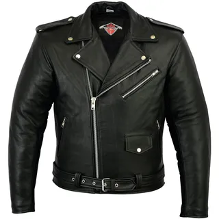 Texpeed Motorrad lederjacke herren mit protektoren - Marlon Brando Retro Chopper Rockerjacke - Mit Original Biker Rüstung (EN 1621-1) Schutz Schwarz - L