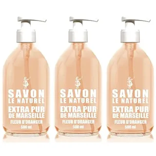 Savon le Naturel - Extra Pur de Marseille à la Fleur d'Oranger - 500 ml - Lot de 3