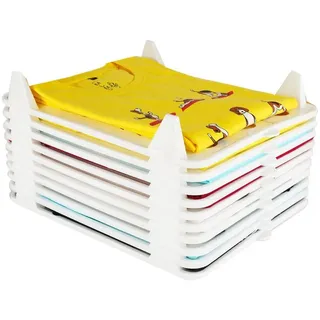 HEYHIPPO Faltbox 10er Set Hemdenordner, T-Shirt Organizer stapelbar 37,5x29 cm Weiß (Set, 10 St., Stapelbares Kleiderschrank Board mit Griffen, Schichtdesign, belüftet), Kleideraufbewahrungs Organizer,platzsparendes Schrank Faltbrett aus PP