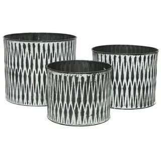 Kaemingk Übertopf Pflanztopf Blumentopf Blumenübertopf Zink weiß gebleicht 3er Set
