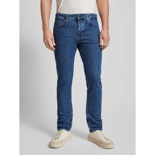 Slim Fit Jeans mit Label-Applikation Modell 'Delaware', Blau, 36/34