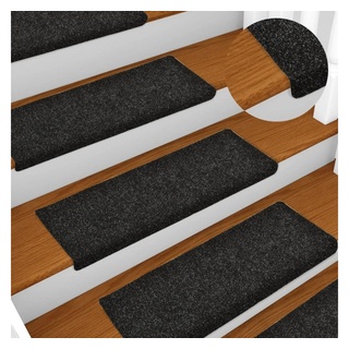 Stufenmatte Treppenmatten 15 Stk. Nadelvlies 65x21x4 cm Schwarz, vidaXL, Rechteckig schwarz
