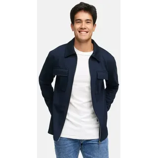 Indicode Langarmhemd Herren INNello Zip Herrenhemd Langarm Lässiges Hemd mit Reißverschluss und Brusttaschen blau L