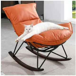 LuxusKollektion Schaukelstuhl Schaukelsessel Schwingsessel Metallgestell 150kg Orange orange