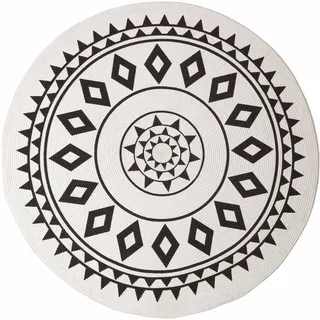 Homescapes TEPPICH Lia geflochten mit Mandala-Muster rund 90 cm