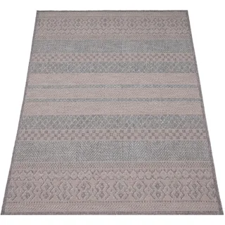 Teppich PACO HOME "Vermont 183" Teppiche Gr. B/L: 300 cm x 400 cm, 4 mm, 1 St., grau Esszimmerteppiche Flachgewebe, modernes gestreiftes Design, In- und Outdoor geeignet