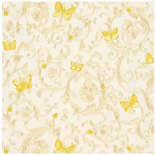 Profhome Luxus Tapete Blumen 0,70 m x 10,05 m 7,035 m2 Silber/Gelb/Weiß 343251-GU