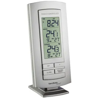 technoline WS 9140 digitales Funkthermometer Funkwetterstation mit Außensensor Funkwetterstation silberfarben