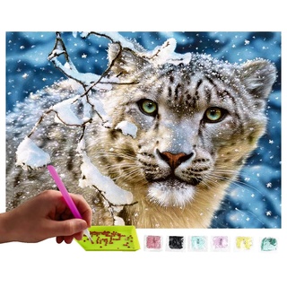 MISHBAY Diamond Painting Löwe - 30x40cm Diamond Painting Erwachsene - Diamant Painting Bilder Schneeleopard - DIY 5D Satz Wand Dekor Diamantstickerei