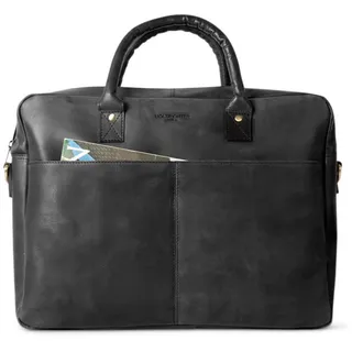 HOLZRICHTER Berlin - Große Aktentasche aus Leder (No 1-1), 30 x 39 x 10 cm Laptoptasche für Herren, Hochwertiges 15" Briefcase für die Arbeit, Businesstasche in Schwarz/Anthrazit - M