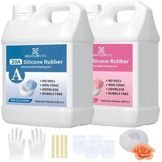Flüssiges Silikon,4000ml Abformsilikon 1:1 Verhältnis,20A Silikon Transparent für Silikon zum Gießen,Silikonformen,DIY Harzformen,Kerzenform,Seifenform,Basteln