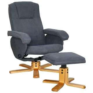 Svita Relaxsessel Charles Polyester 75 x 95 x 75 cm Silber mit Hocker