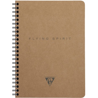 Clairefontaine 103566C - Notizbuch Flying Spirit, mit Innentaschen und Spiralbindung, liniert, 60 Blatt, DINA5, 14,8 x 21cm, 1 Stück, Braun mit sortierten Designs