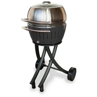 LotusGrill Holzkohlegrill LotusGrill XL Gartengrill Set Anthrazitgrau - Grillwagen/-haube XL
