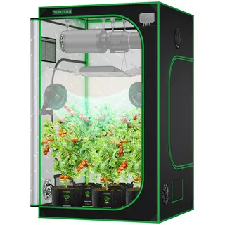 VIVOSUN Growzelt 120x120x200cm mit Reflektierende Mylar für IndoorAnbauzelt | Grow Tent mit Belüftungsfenstern, abgedichtetem Boden & glatten SBS-Reißverschlüssen für Pflanzenzucht Gewächshaus
