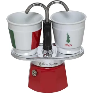 Bialetti Mini Express 90 ml 2 Tassen Rot/Weiß