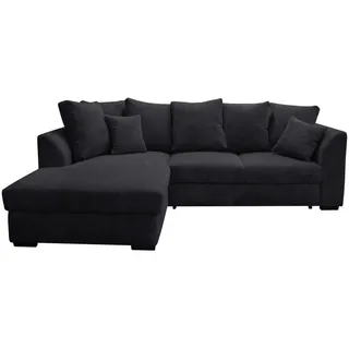 Cantus Ecksofa, Schwarz, Kunststoff, 3-Sitzer, Füllung: Schaumstoff, Ottomane links, L-Form, 259x174 cm, Stoffauswahl, seitenverkehrt erhältlich, Hocker Rücken echt, Wohnzimmer, Sofas & Couches, Wohnlandschaften, Ecksofas