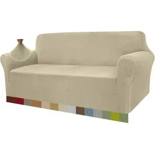 Sofabezug Jacquard Stretch Sofahusse Sofaüberwurf 3 Sitzer Khakifarbe