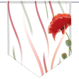 gardinen-for-life Scheibengardine Scheibenhänger Spitz Mohnblume vertic R edition, Voile Transparent 60 cm x 75 cm
