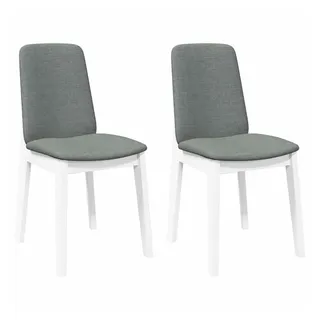 vidaXL Esszimmerstuhl mit Kissen Polyester weiß 2er Set