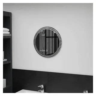 furnicato Wandspiegel Runder 40 cm Silber mit Acrylkristallrand und gehärtetem (1-St), Langlebiges Glas-Dekospiegel für Bad, Wohnzimmer oder Schlafzimmer silberfarben Ø 40 cm x 40 cm x 40 cm