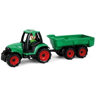 LENA® 01625 - Truckies Traktor mit Anhänger, mit Spielfigur, Sandspielzeug 4006942841608