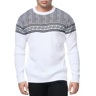Banco Rundhalspullover Rundhals Basic Pullover Ganzjahrpullover Winter Herbst Frühling weiß M