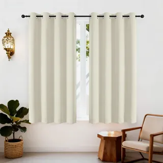 Simplebrand Thermovorhang mit Ösen Verdunklungsvorhänge 2er Set H160 x B140cm Schlafzimmer Gardinen Blickdicht Beige Blackout Vorhang Thermo Wärmeisolierend für Hotels Büros Wohnzimmer Schlafzimmer