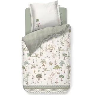 Pip Studio Bettwäsche Giardini di Frutta White Palmen Obstbäumen Natur Mediterran Muschel Muster Wende Weiß Perkal, Größe:155 cm x 220 cm