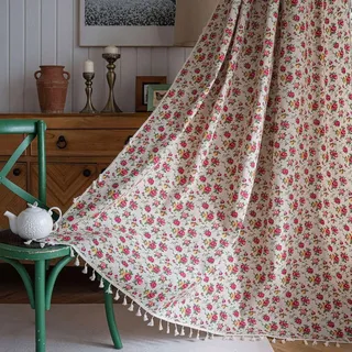 Ccykxa Boho Floral Verdunkelungsvorhänge Für Shabby Chic Schlafzimmer, Verdunkelnd, Wärmeisolierend, Dicke Paneele (größe: 150x220cm)