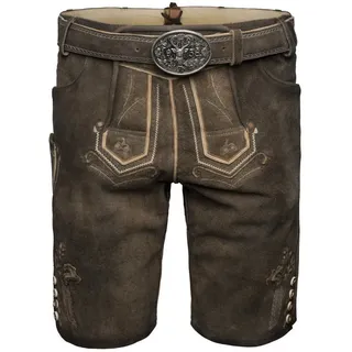 Krüger Trachtenlederhose Milo mit Gürtel Herren (1-tlg) Trachtenlederhose, Trachtenhose, Bayerische Lederhose, Oktoberfest braun 54