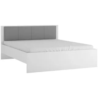 Feldmann-Wohnen Bettgestell, Weiß, Grau, Holzwerkstoff, 2 Schubladen, Rechteckig, 180x200 cm, Schlafzimmer, Betten