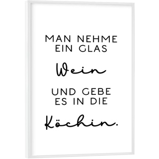 artboxONE Poster mit weißem Rahmen 18x13 cm Typografie Wein für die Köchin - Bild Spruch Essen esszimmer